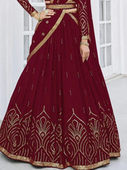 Graceful Maroon Sequined Georgette Party Wear Lehenga Choli