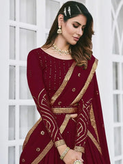 Graceful Maroon Sequined Georgette Party Wear Lehenga Choli