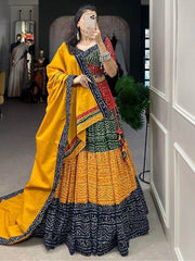 Incredible Multi-Color Bandhani Printed Rayon Navratri Lehenga Choli