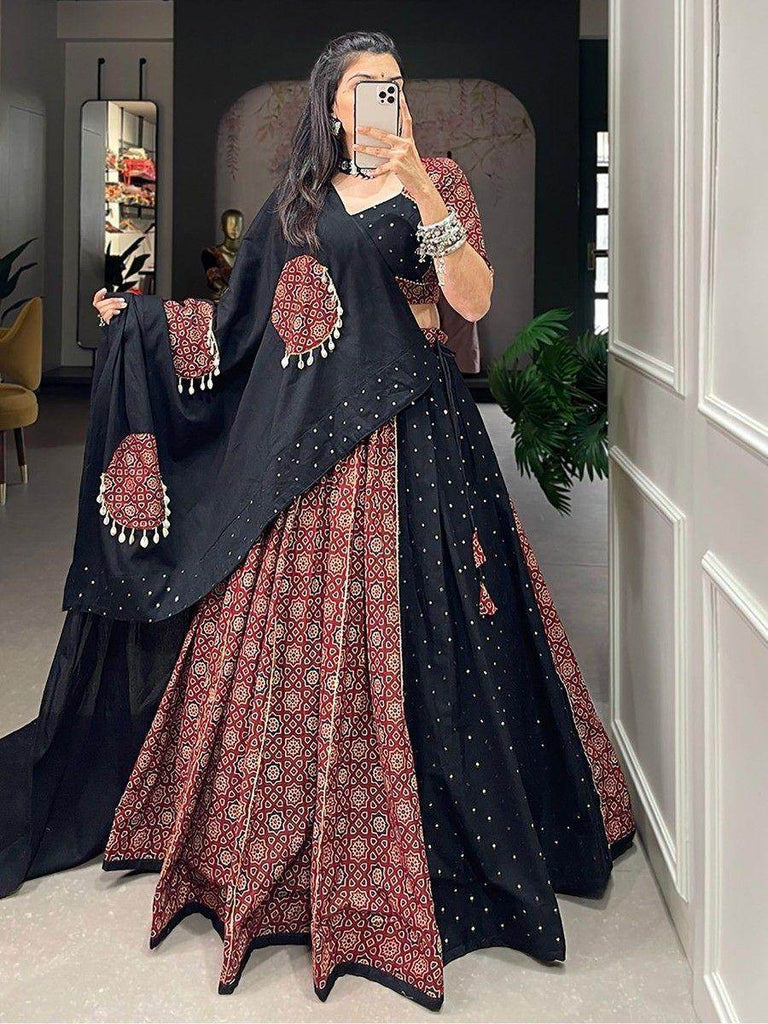 Amazing Maroon Digital Printed Cotton Navratri Wear Lehenga Choli