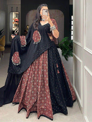 Amazing Maroon Digital Printed Cotton Navratri Wear Lehenga Choli