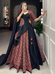 Amazing Maroon Digital Printed Cotton Navratri Wear Lehenga Choli