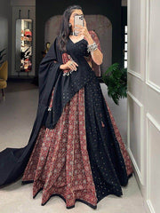 Amazing Maroon Digital Printed Cotton Navratri Wear Lehenga Choli