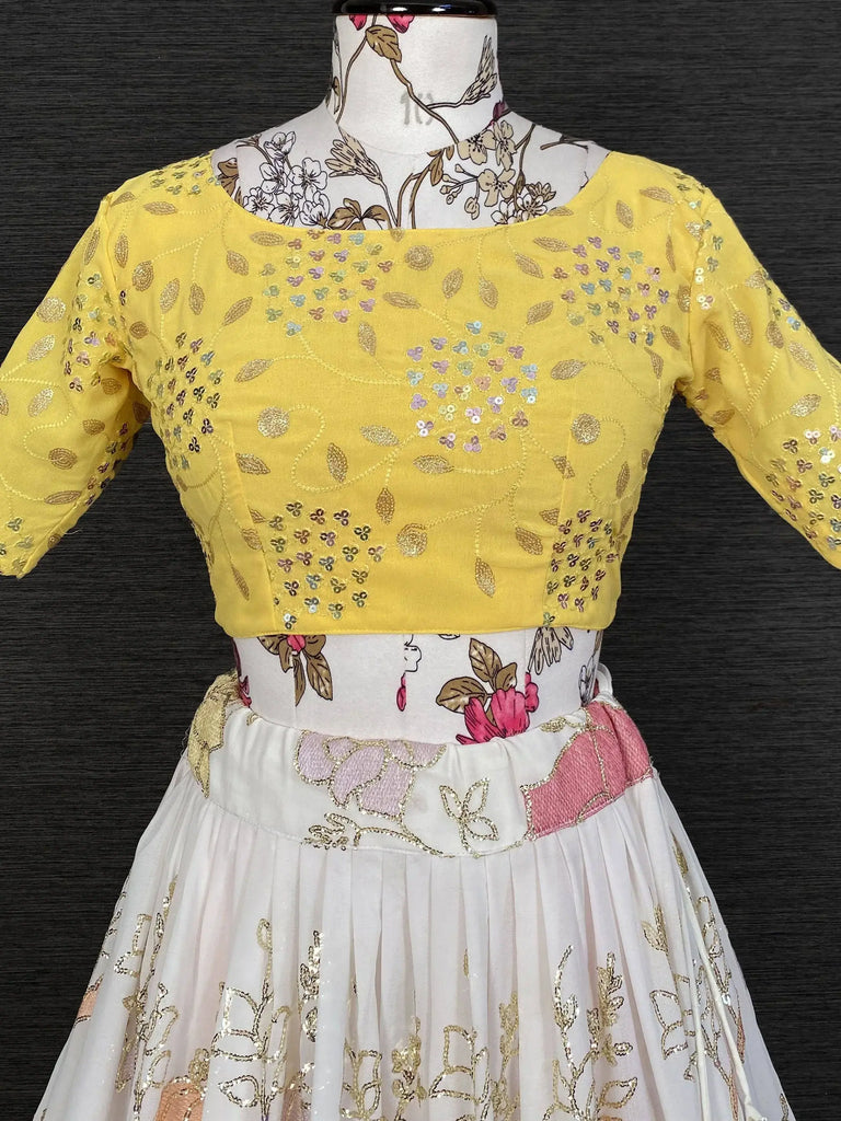 Wonderful Multi-Color Sequins Embroidered Georgette Party Wear Lehenga Choli