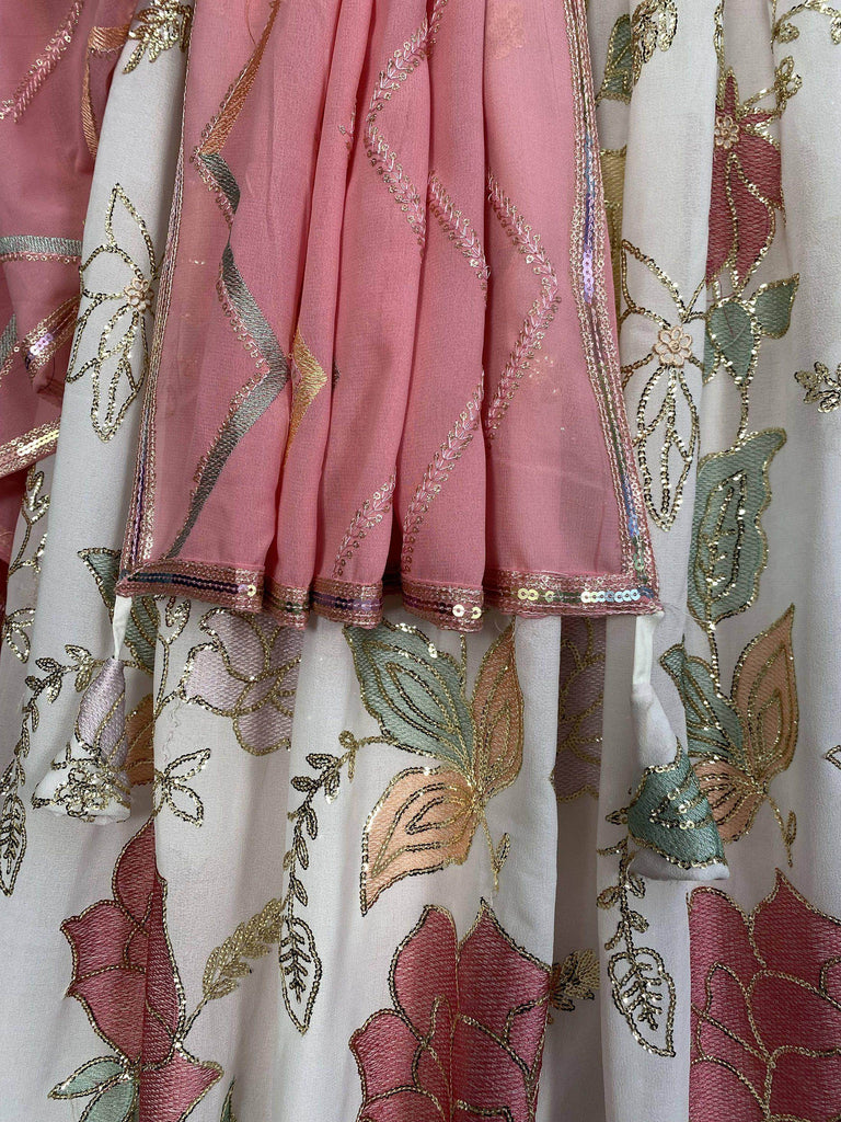 Wonderful Multi-Color Sequins Embroidered Georgette Party Wear Lehenga Choli