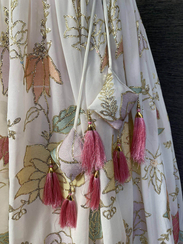 Wonderful Multi-Color Sequins Embroidered Georgette Party Wear Lehenga Choli