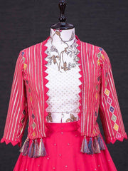 Precious Pink Thread Embroidery Georgette Wedding Wear Lehenga Choli