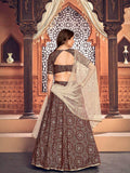 Maroon Metallic Foil Printed Taffeta Silk Festive Lehenga Choli