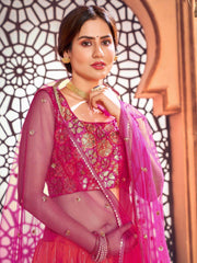 Orange Shibori Printed Cotton Party Wear Lehenga Choli