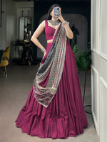 Elegant Magenta Pink Navratri Lehenga Choli With Mirror Laced Dupatta