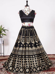 Gorgeous Black Sequined Georgette Cocktail Night Wear Lehenga Choli