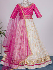 Designer Off-White Georgette Heavy Sequins Embroidery Work Lehengha Choli