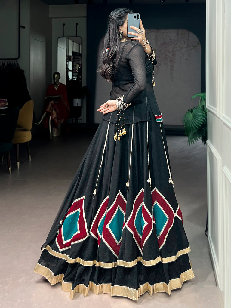 Stunning Black Laced Georgette Navratri Lehenga Choli