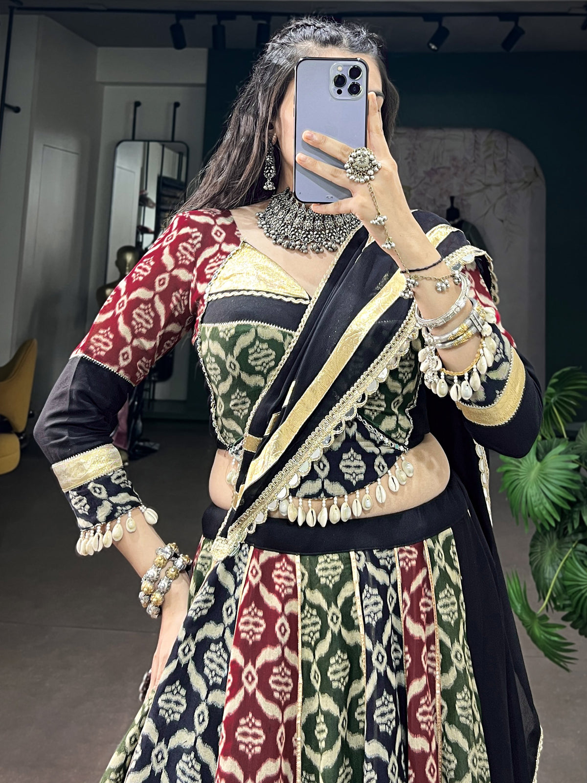 Graceful Black Printed Rayon Navratri Special Lehenga Choli With Dupatta
