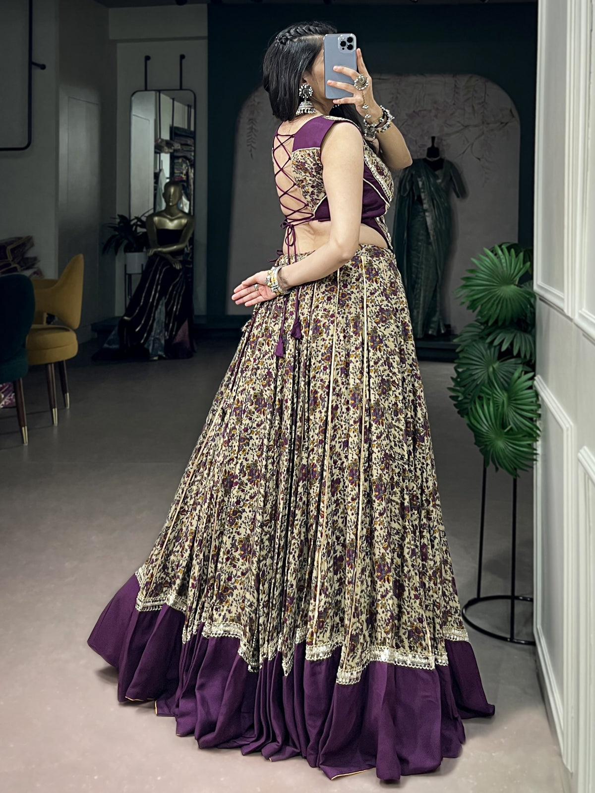 Mesmerizing Purple Digital Printed Cotton Navratri Wear Lehenga Choli