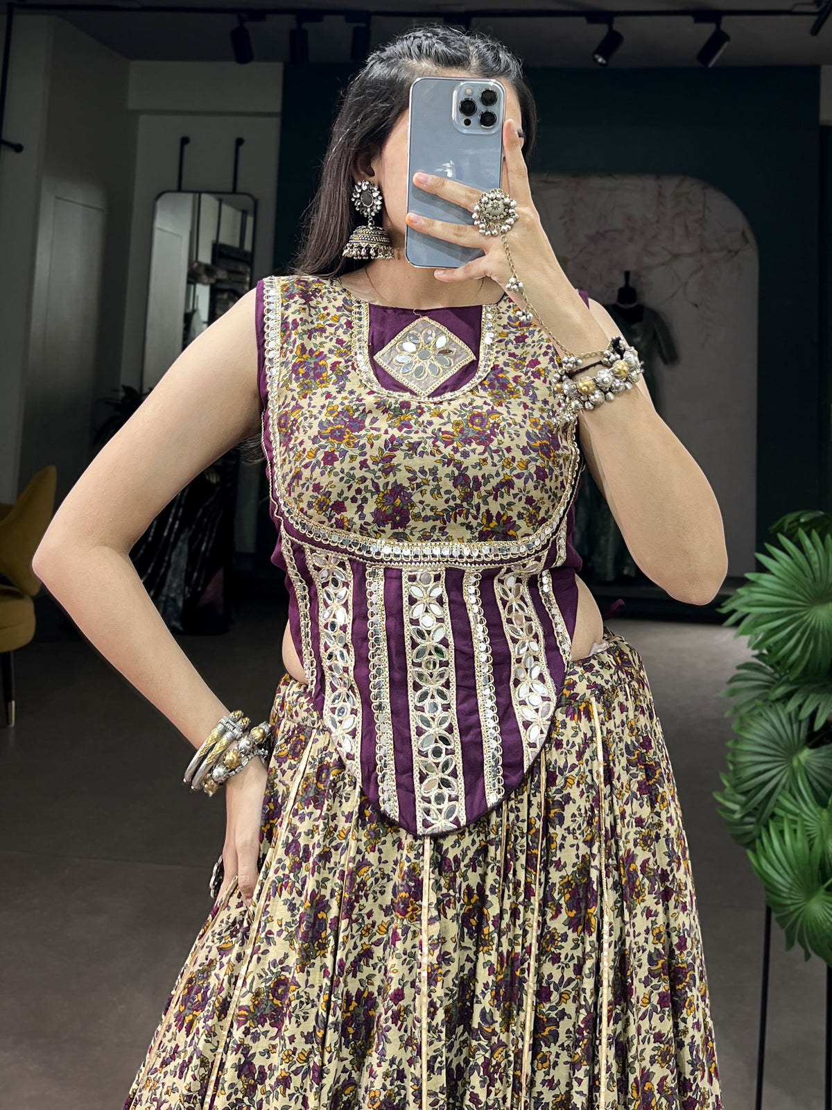 Mesmerizing Purple Digital Printed Cotton Navratri Wear Lehenga Choli