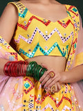 Marvelous Yellow Thread Embroidery Georgette Lehenga Choli