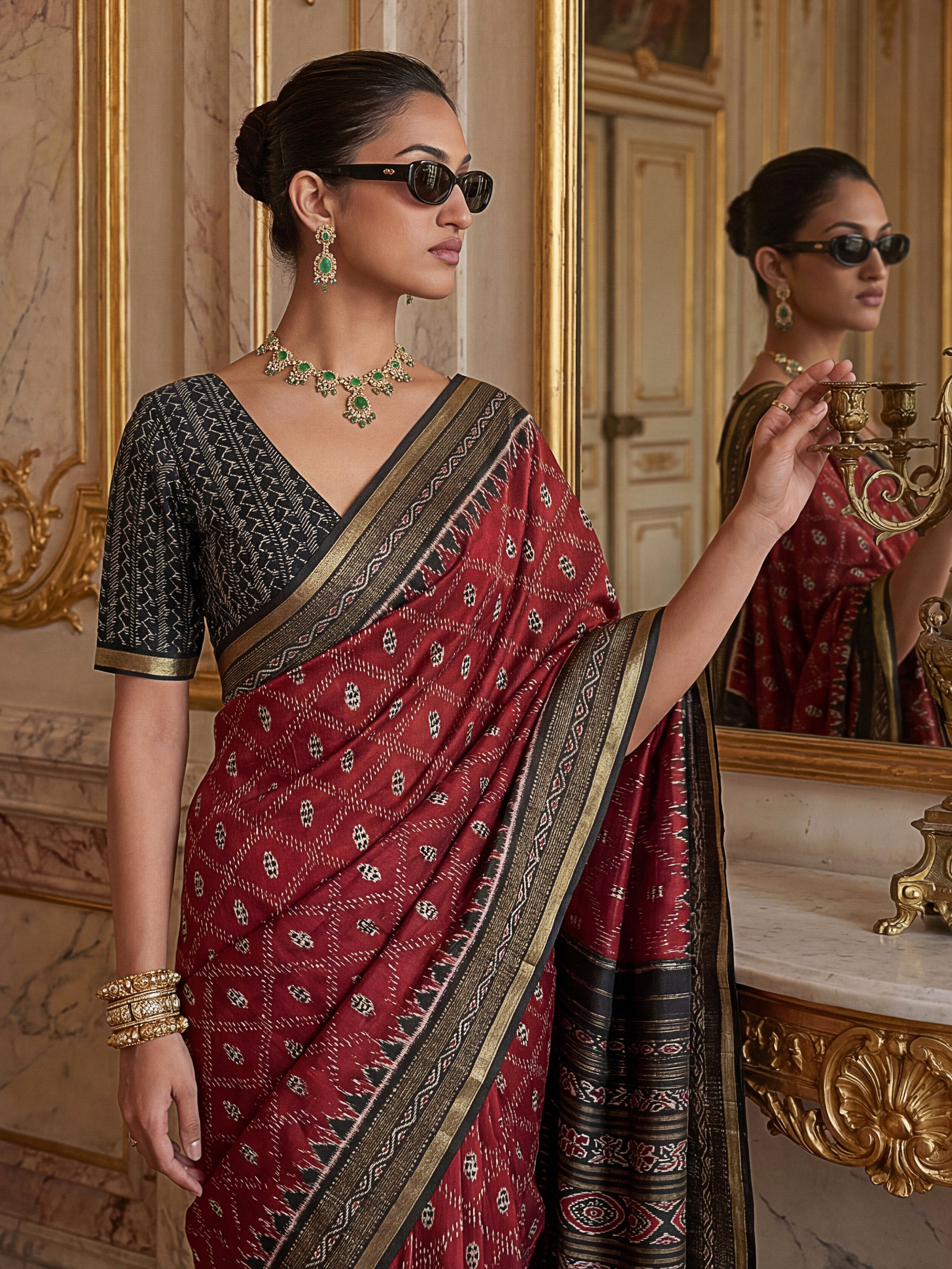 Exquisite Maroon Zari Weaving Silk Marriage Wear Saree With Blouse