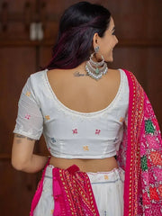 Hypnotizing White Floral Embroidered Georgette Festive Wear Lehenga Choli