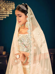 Beige Sequins Embroidered Georgette  Net Wedding Wear Lehenga Choli