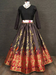 Gorgeous Grey Silk Zari Weaving Festival Wear Lehenga Choli