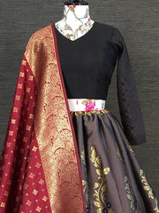 Gorgeous Grey Silk Zari Weaving Festival Wear Lehenga Choli