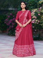Astonishing Pink Batik Print Chanderi Event Wear Half Saree Lehenga