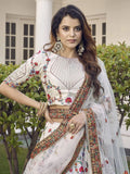 Incredible White Sequins Embroidered Silk Wedding Wear Lehenga Choli