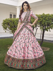 Magnetic Pink Sequins Embroidered Silk Wedding Wear Lehenga Choli