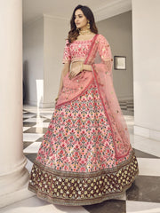 Enchanting Light Pink Sequins Embroidered Silk Wedding Wear Lehenga Choli