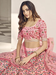 Enchanting Light Pink Sequins Embroidered Silk Wedding Wear Lehenga Choli