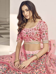 Enchanting Light Pink Sequins Embroidered Silk Wedding Wear Lehenga Choli