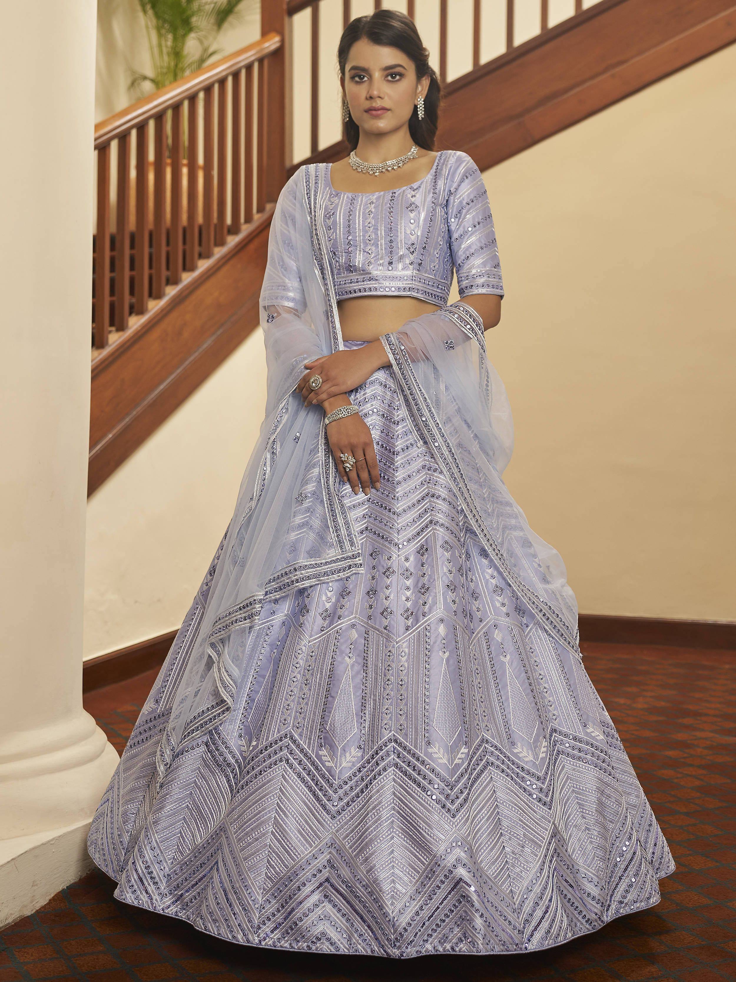 Impressive Lavender Sequence Work Silk Party Wear Lehenga Choli
