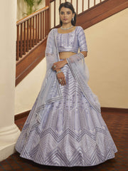 Impressive Lavender Sequence Work Silk Party Wear Lehenga Choli
