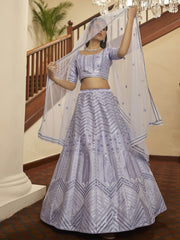Impressive Lavender Sequence Work Silk Party Wear Lehenga Choli