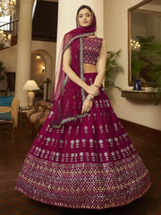 Fabulous Deep Pink Gotta Patti Georgette Party Wear Lehenga Choli