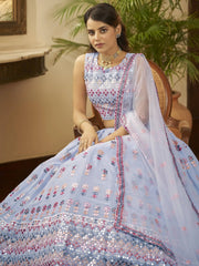 Fantastic Sky Blue Gotta Patti Georgette Party Wear Lehenga Choli