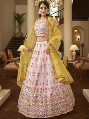 Fantabulous Pink Gotta Patti Georgette Party Wear Lehenga Choli