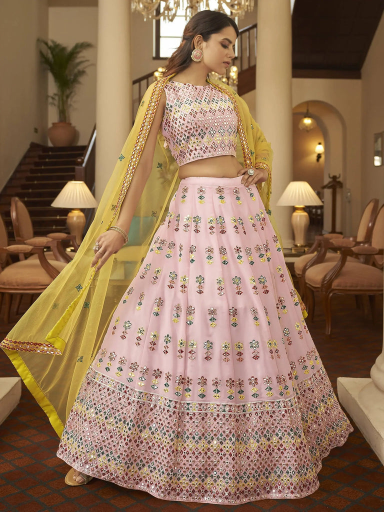 Fantabulous Pink Gotta Patti Georgette Party Wear Lehenga Choli