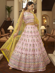 Fantabulous Pink Gotta Patti Georgette Party Wear Lehenga Choli