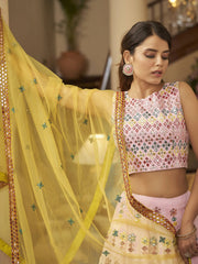 Fantabulous Pink Gotta Patti Georgette Party Wear Lehenga Choli