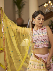 Fantabulous Pink Gotta Patti Georgette Party Wear Lehenga Choli