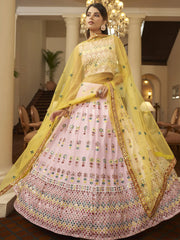 Fantabulous Pink Gotta Patti Georgette Party Wear Lehenga Choli