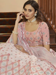 Charming Light Pink Gota Patti Embroidered Georgette Party Wear Lehenga Choli