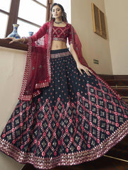 Perfect Teal Blue Gota Patti Embroidered Georgette Party Wear Lehenga Choli