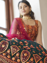 Miraculous Green Gota Patti Embroidered Georgette Party Wear Lehenga Choli