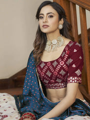 Wonderful Beige Gota Patti Embroidered Georgette Party Wear Lehenga Choli
