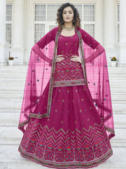 Marvelous Deep Pink Gotta Patti Rajasthani Lehenga With Long Choli