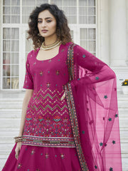 Marvelous Deep Pink Gotta Patti Rajasthani Lehenga With Long Choli