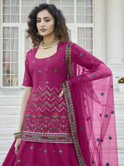 Marvelous Deep Pink Gotta Patti Rajasthani Lehenga With Long Choli